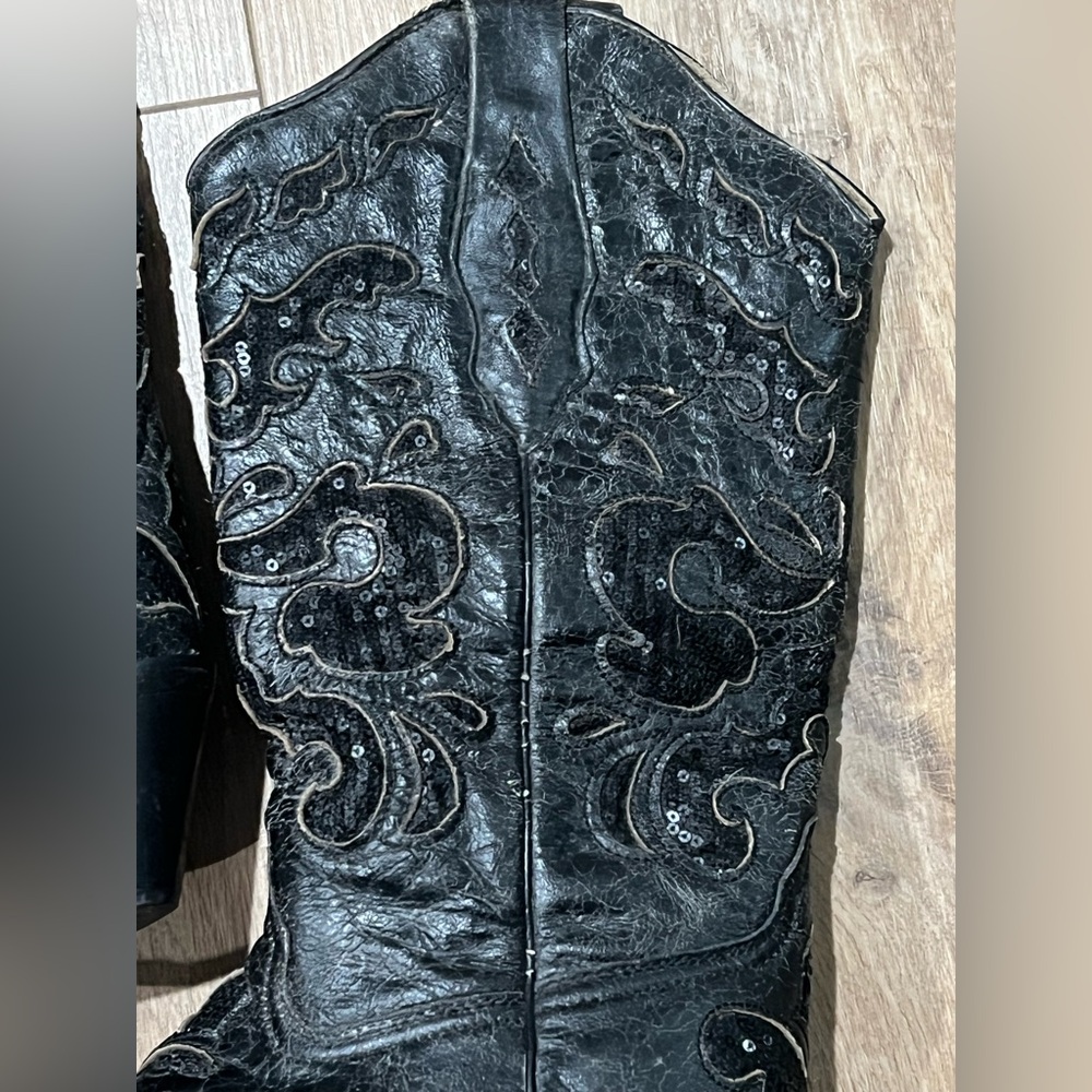 Corral Women’s Black Western Leather Boots with Sequin Inlay size 7 - Picture 6 of 11